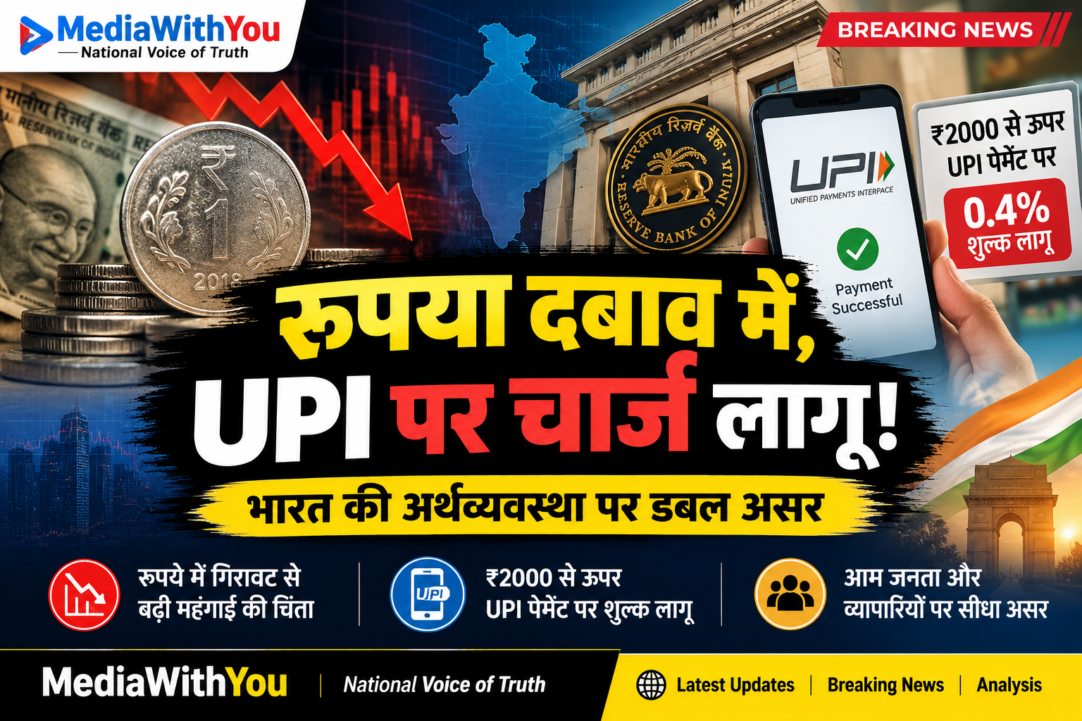 रुपए पर दबाव यूपीआई पर चार्ज का बड़ा फैसला